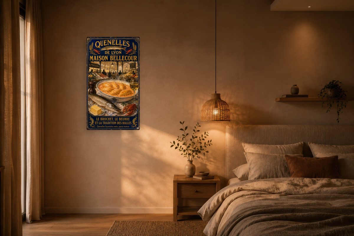 V02-17, Affiche vintage Lyon - Quenelles de Lyon - Maison Bellecour
