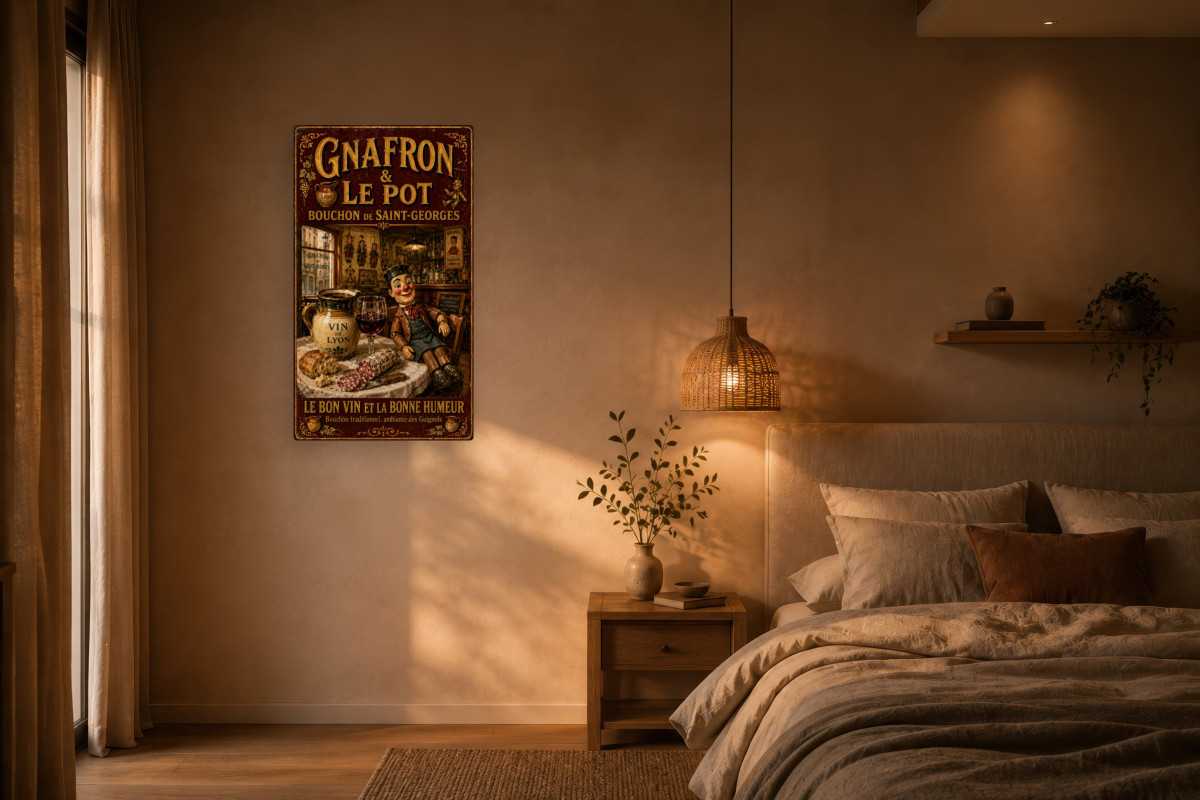 V02-17, Affiche vintage Lyon - Gnafron & le Pot - Bouchon de Saint-Georges