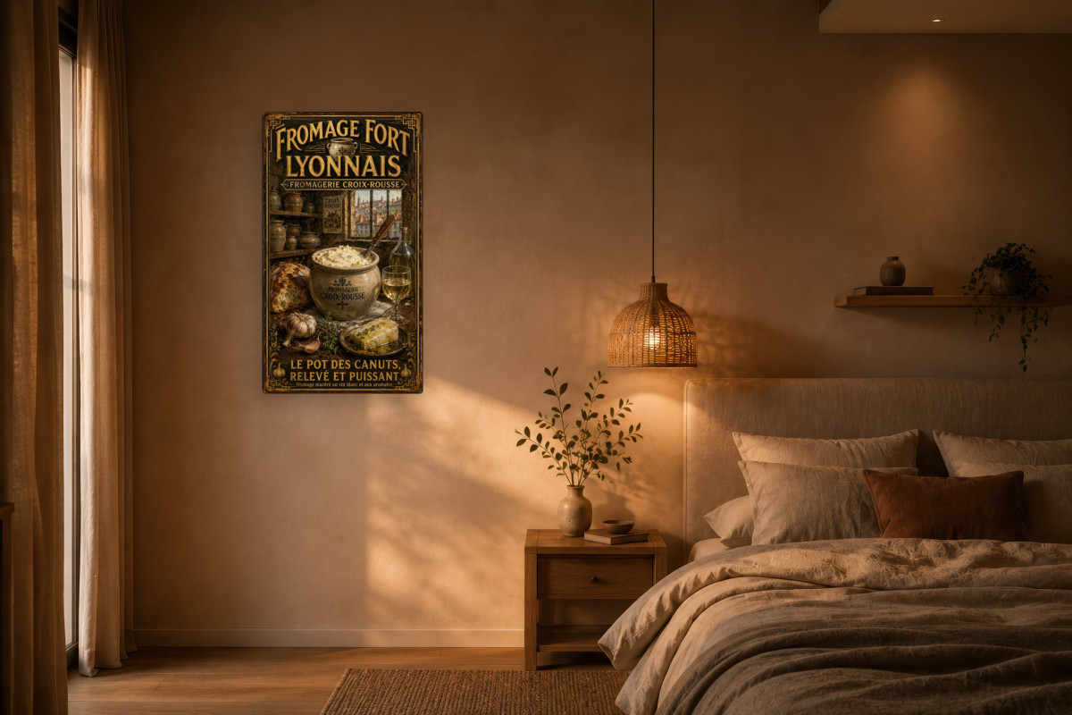 V02-17, Affiche vintage Lyon - Fromage Fort du Lyonnais - Fromagerie Croix-Rousse