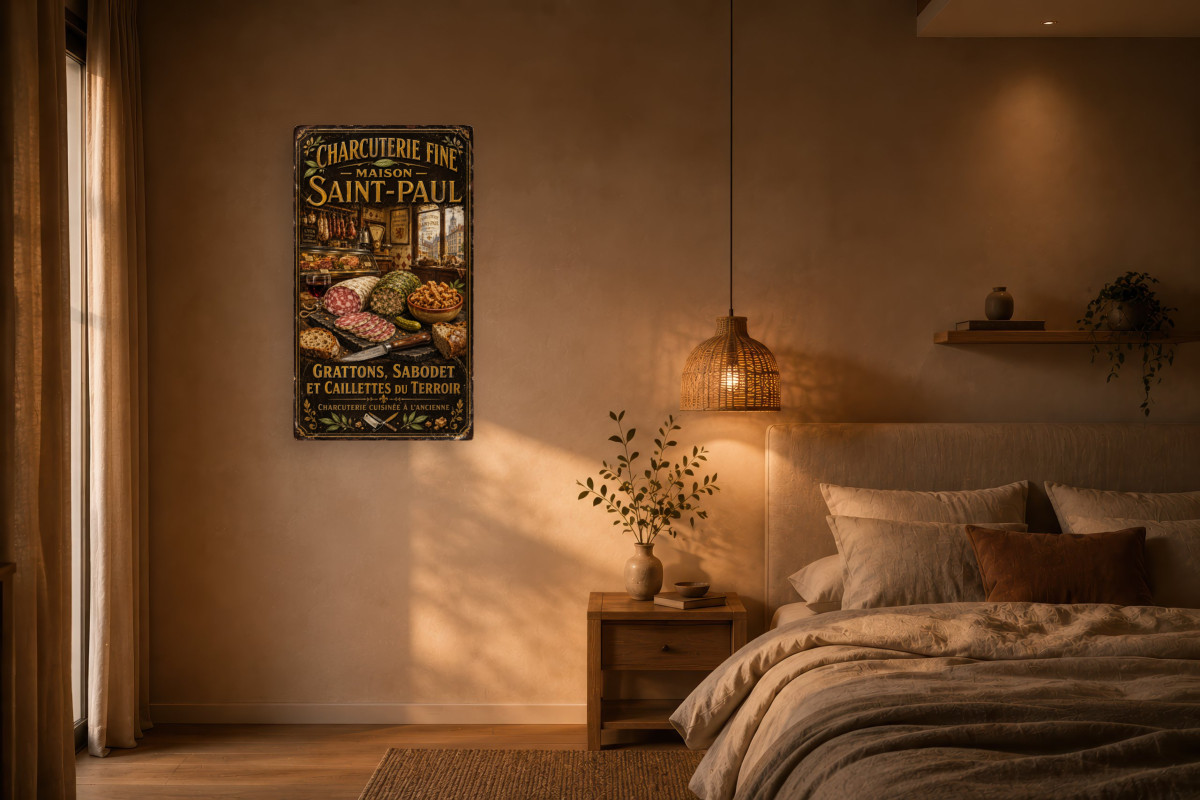 V02-17, Affiche vintage Lyon - Charcuterie Fine - Maison Saint-Paul