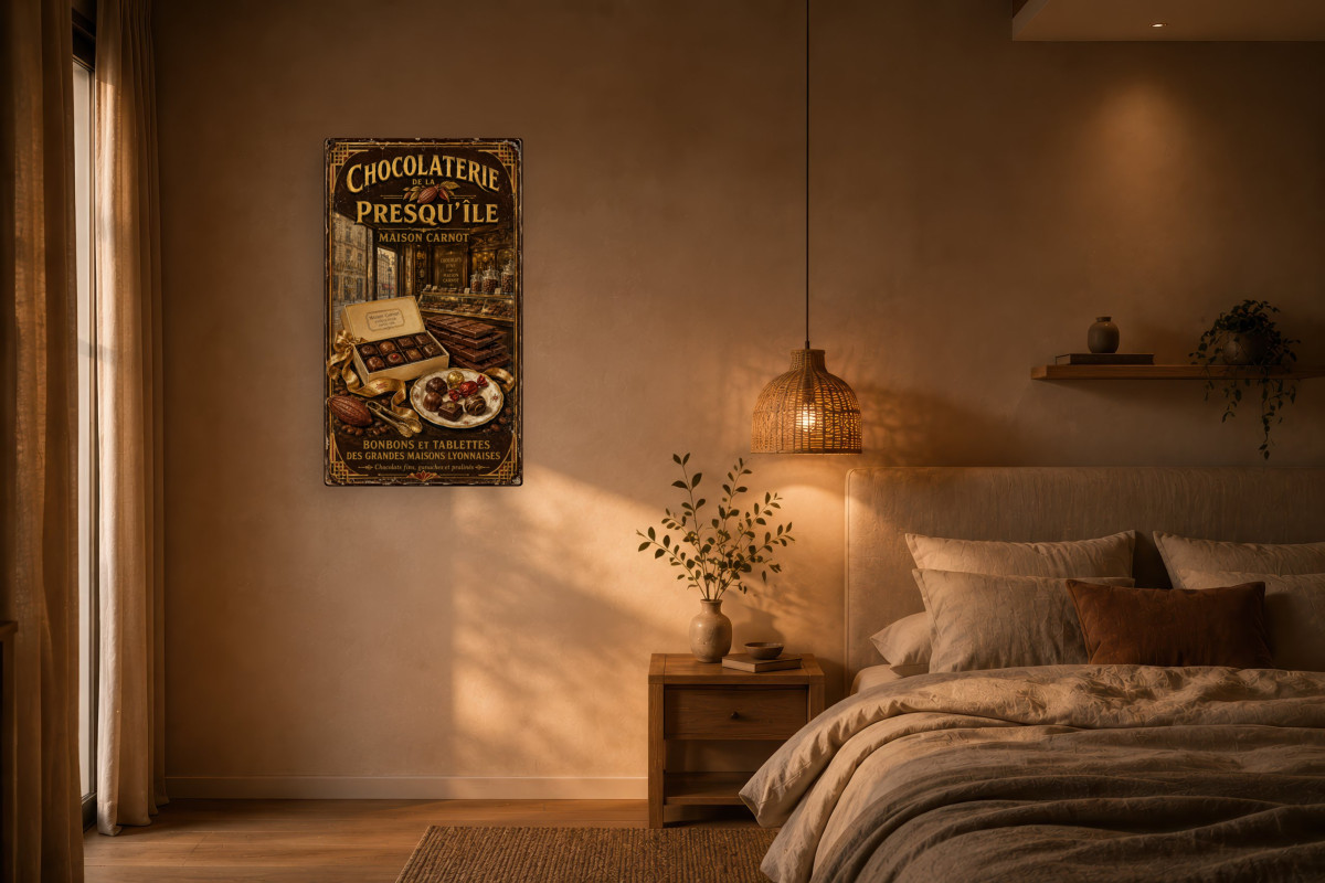 V02-17, Affiche vintage Lyon - Chocolaterie de la Presqu'île - Maison Carnot