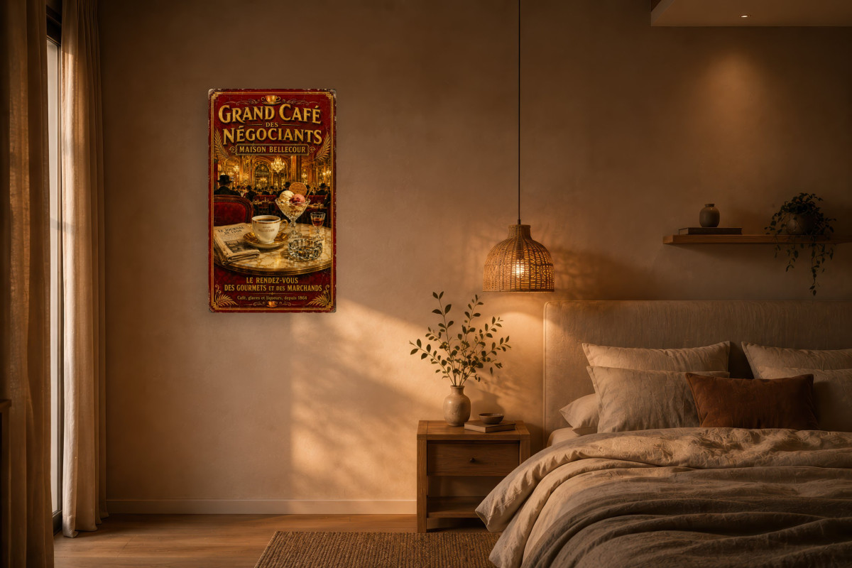 V02-17, Affiche vintage Lyon - Grand Café des Négociants - Maison Bellecour