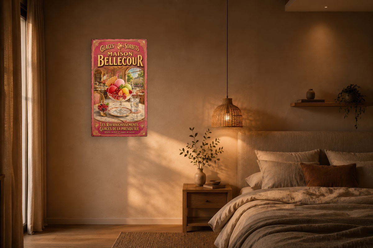 V02-17, Affiche vintage Lyon - Glaces & Sorbets - Maison Bellecour