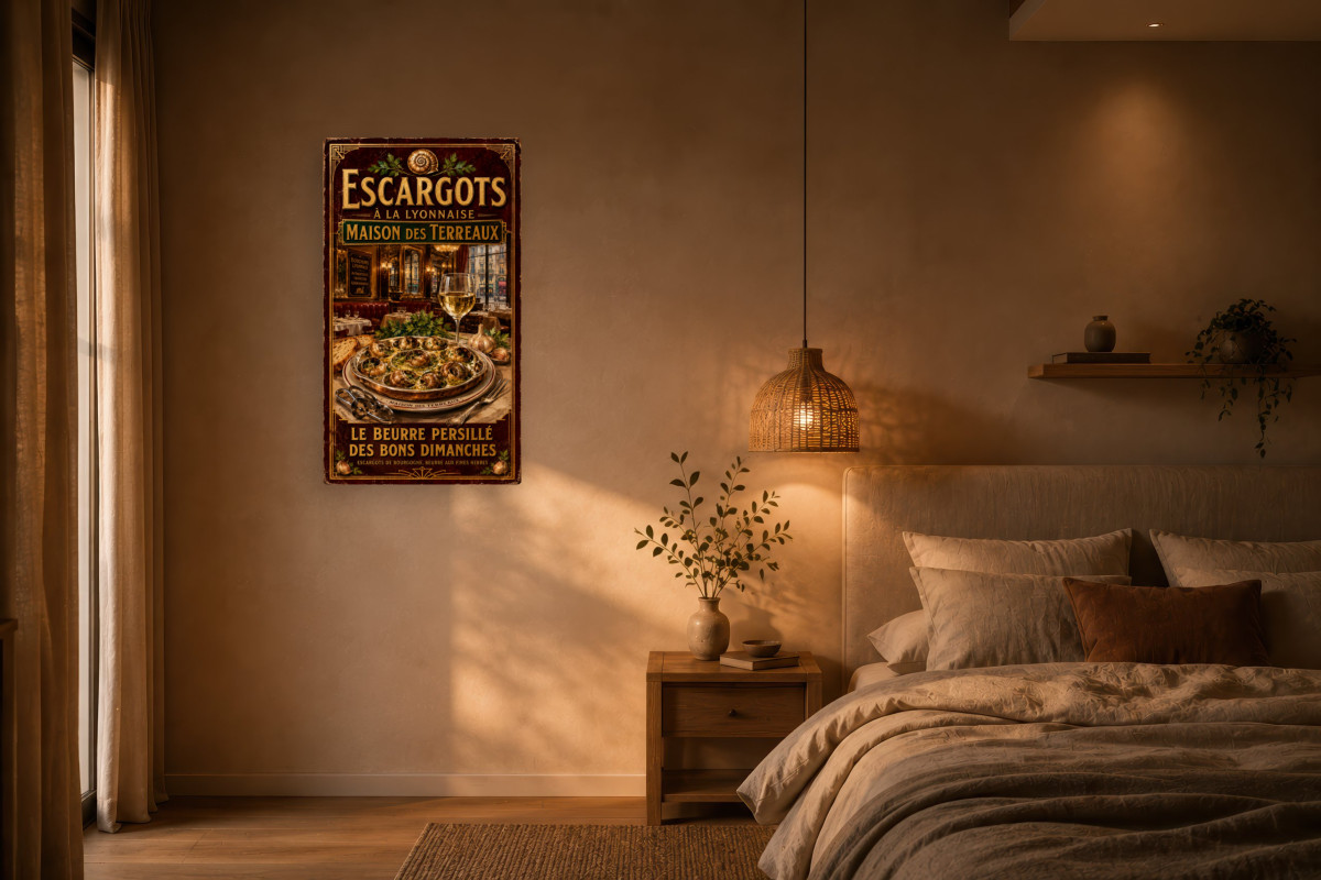 V02-17, Affiche vintage Lyon - Escargots à la Lyonnaise - Maison des Terreaux