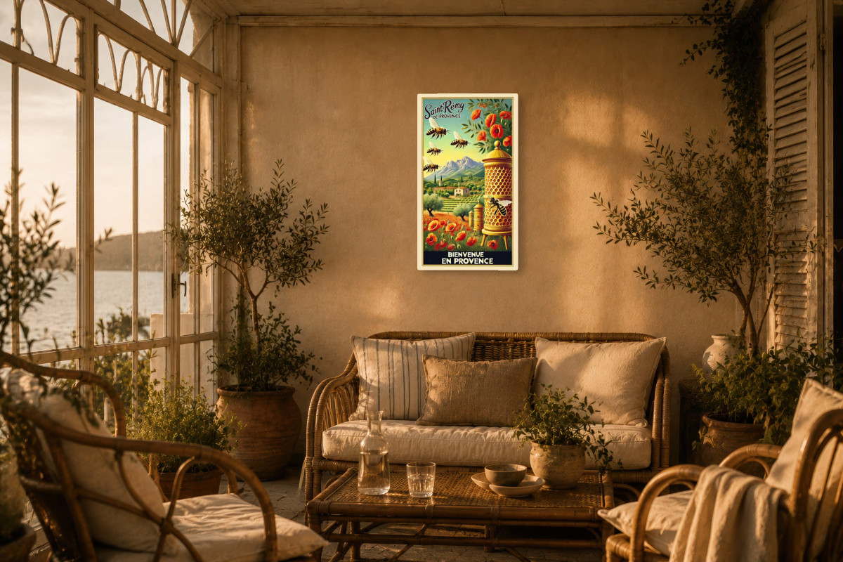 V02-22, Affiche vintage Provence - Les Trésors du Rucher Provençal