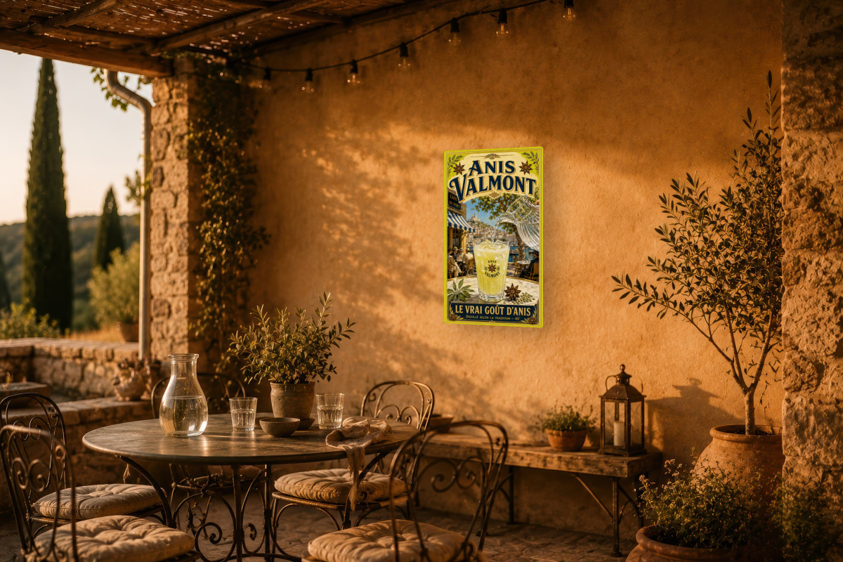 V02-24, Affiche vintage apéritif - Anis Valmont - Le Vrai Goût d’Anis