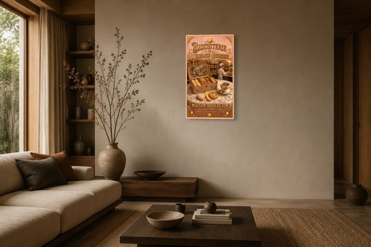 V03-05, Affiche vintage goûter - Biscuiterie de l’Enfance Heureuse