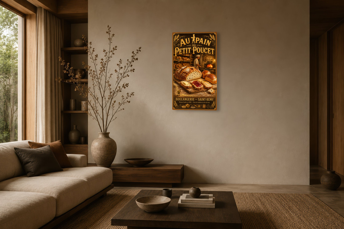 V03-05, Affiche vintage goûter - Au Pain du Petit Poucet
