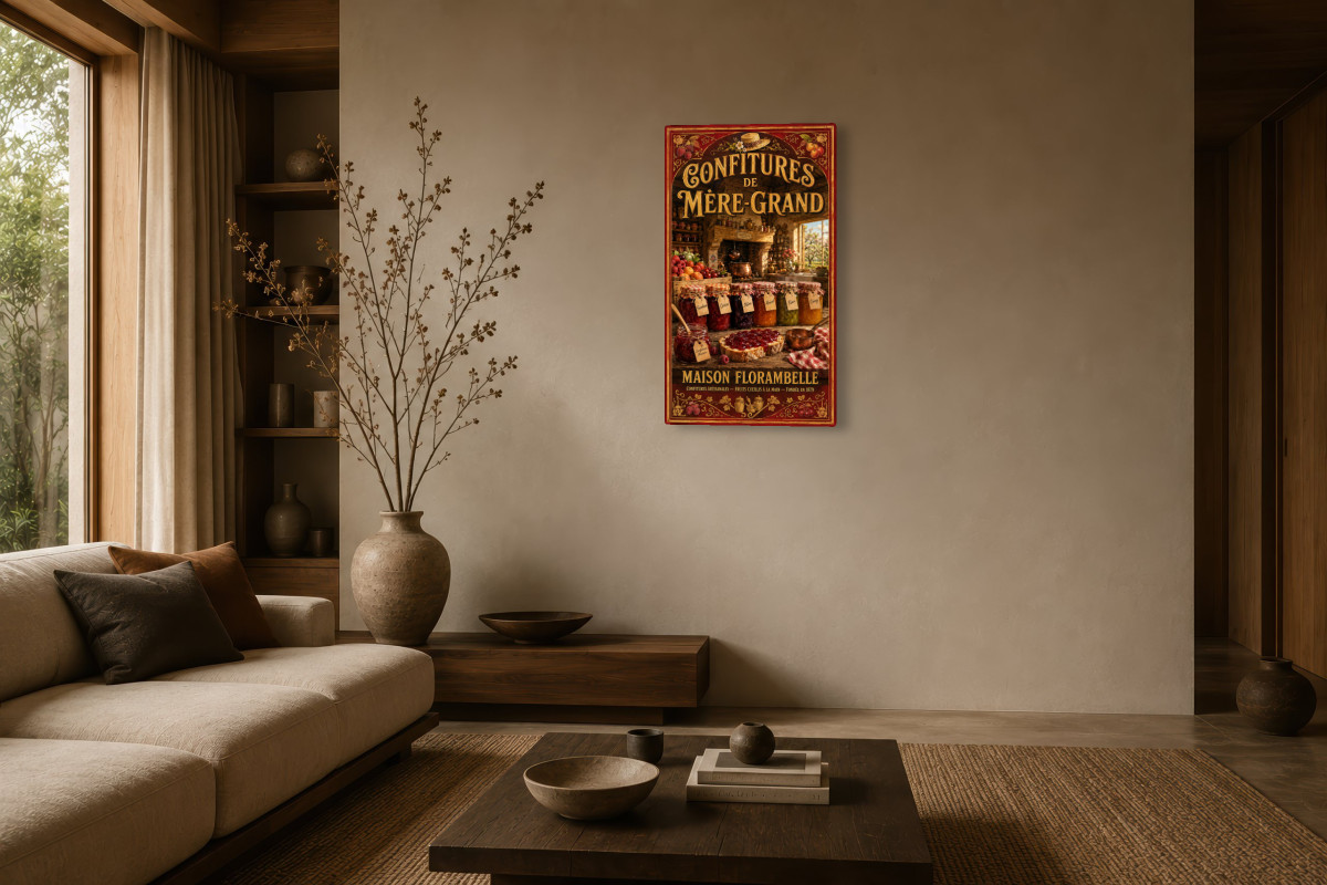 V03-05, Affiche vintage goûter - Confitures de Mère-Grand