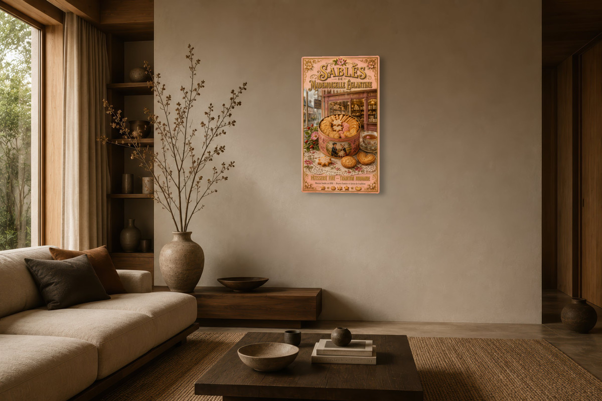 V03-05, Affiche vintage goûter - Sablés de Mademoiselle Églantine
