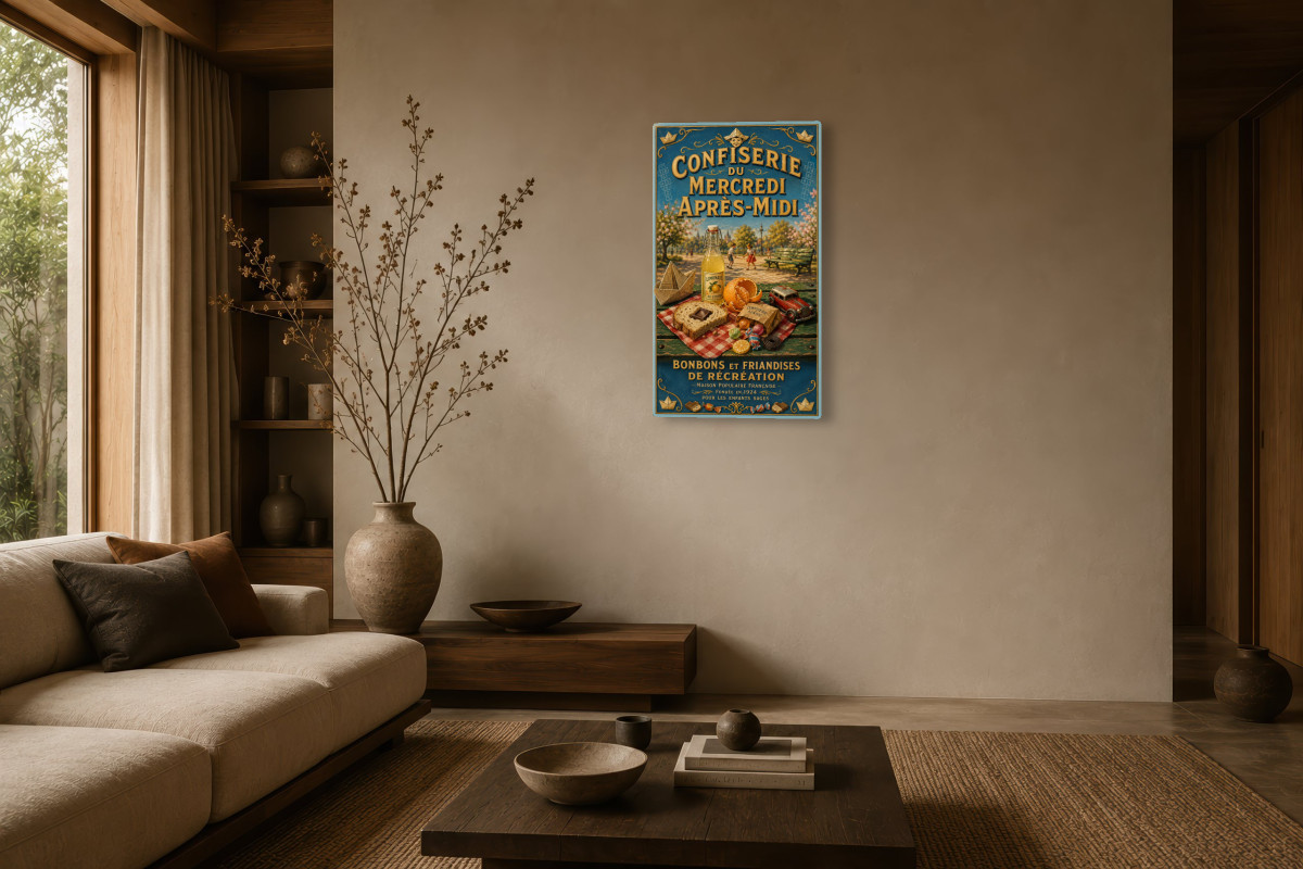 V03-05, Affiche vintage goûter - Confiserie du Mercredi Après-Midi