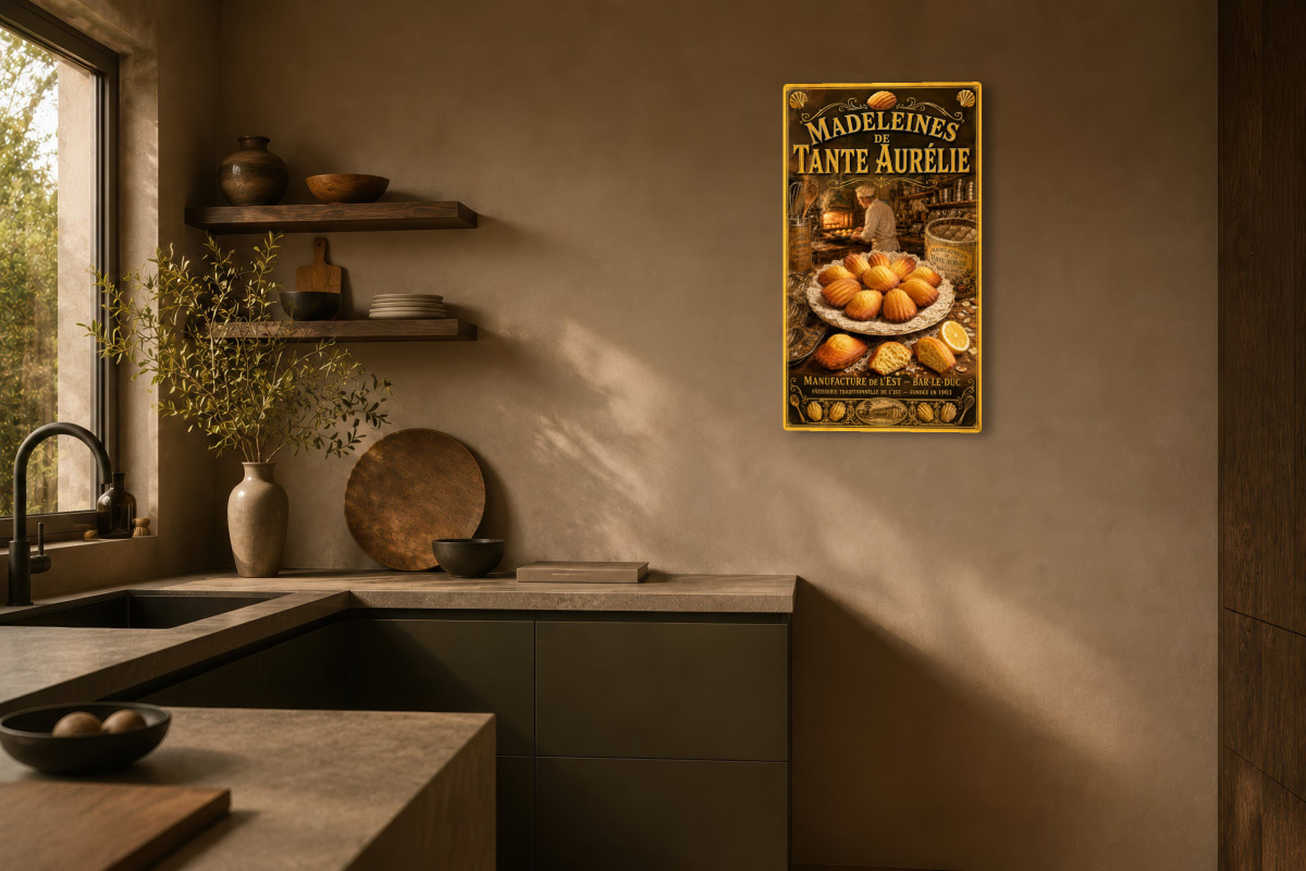 V03-07, Affiche vintage goûter - Madeleines de Tante Aurélie