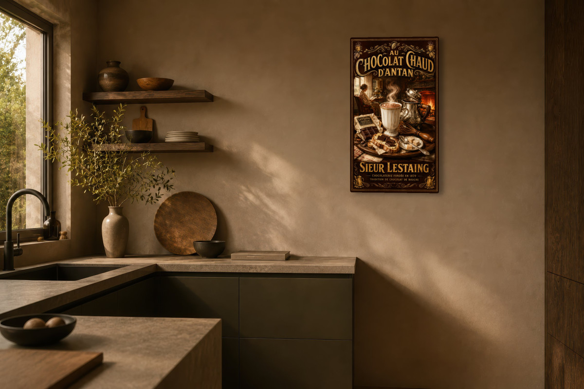 V03-07, Affiche vintage goûter - Au Chocolat Chaud d’Antan