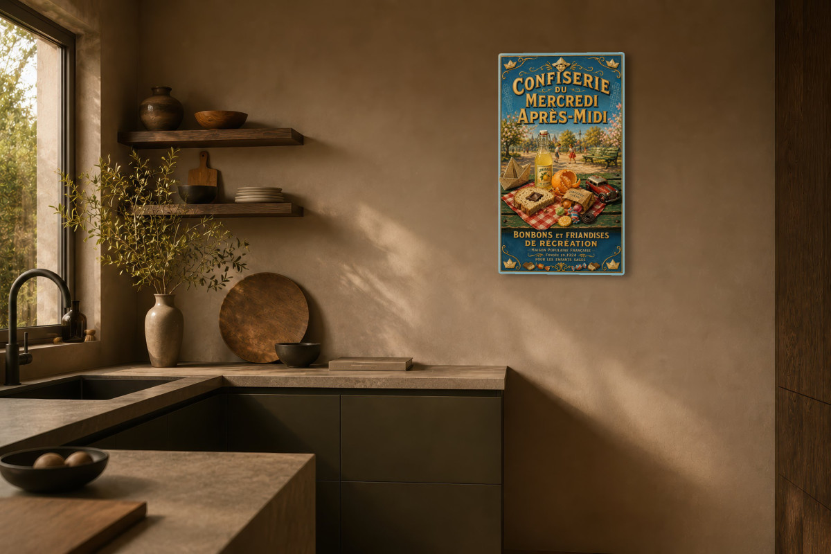 V03-07, Affiche vintage goûter - Confiserie du Mercredi Après-Midi