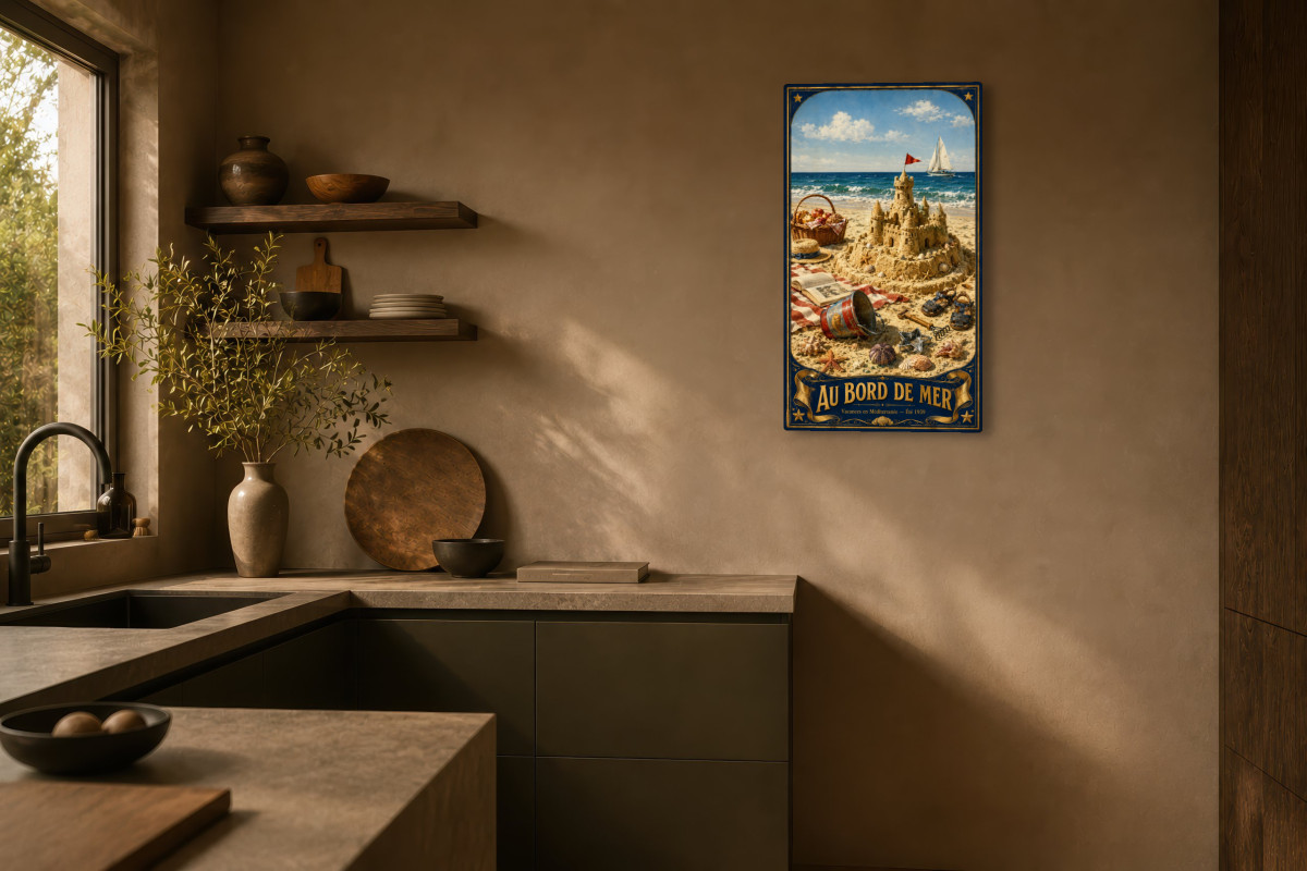 V03-07, Affiche vintage enfance - Au Bord de Mer