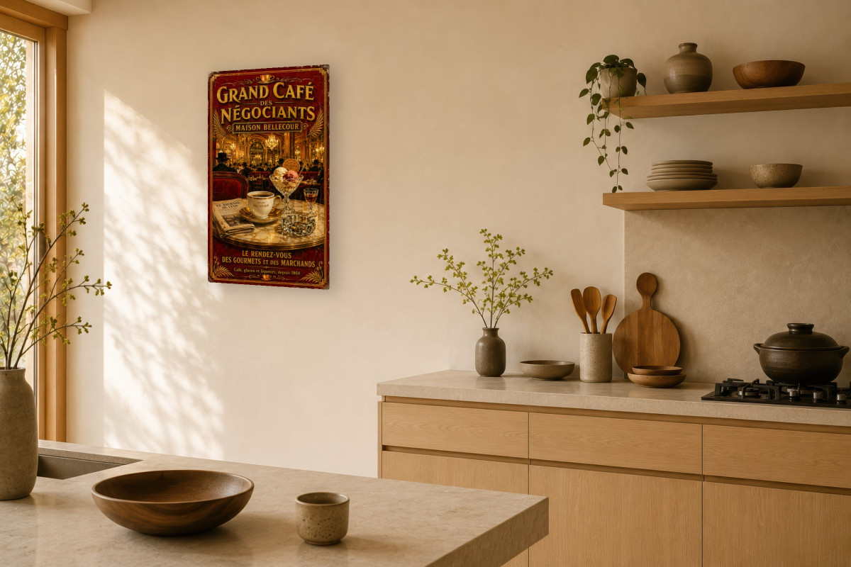 V03-08, Affiche vintage Lyon - Grand Café des Négociants - Maison Bellecour