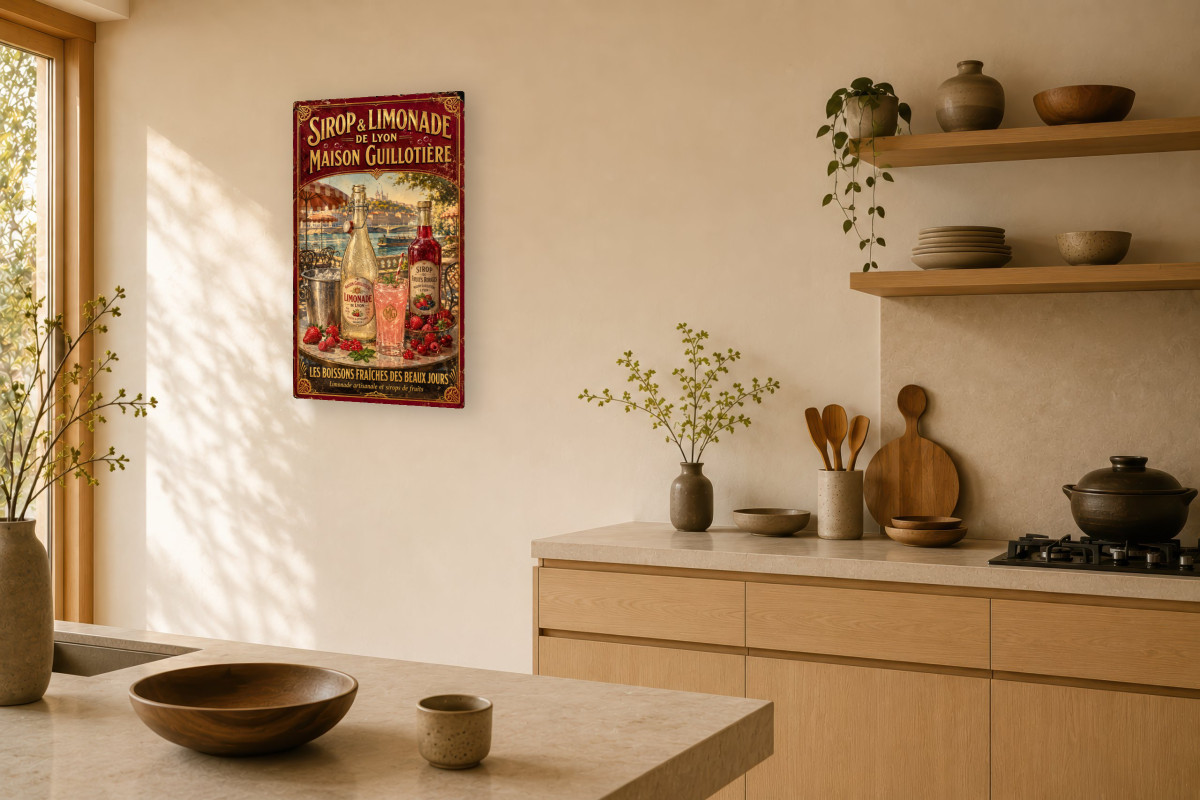 V03-08, Affiche vintage Lyon - Sirop & Limonade de Lyon - Maison Guillotière