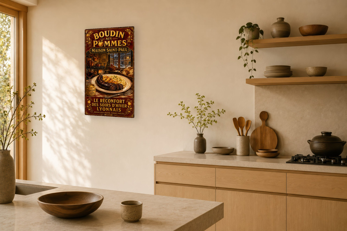 V03-08, Affiche vintage Lyon - Boudin aux Pommes - Maison Saint-Paul
