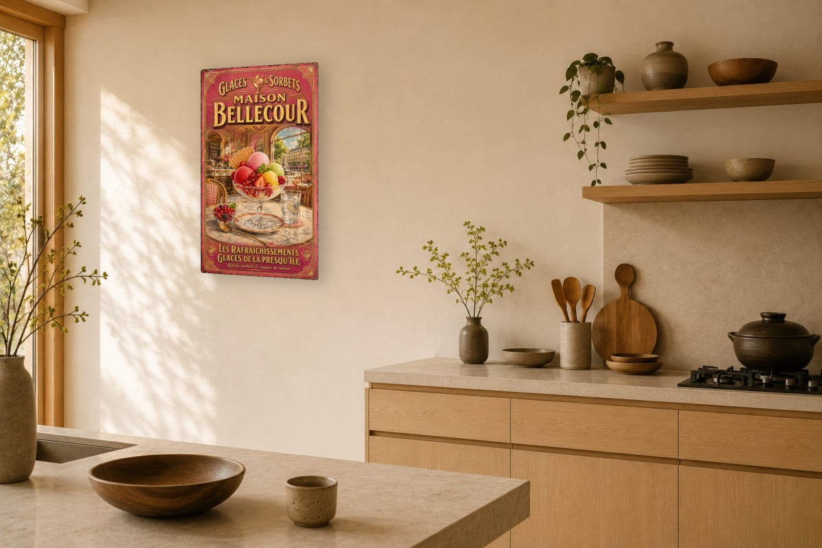 V03-08, Affiche vintage Lyon - Glaces & Sorbets - Maison Bellecour