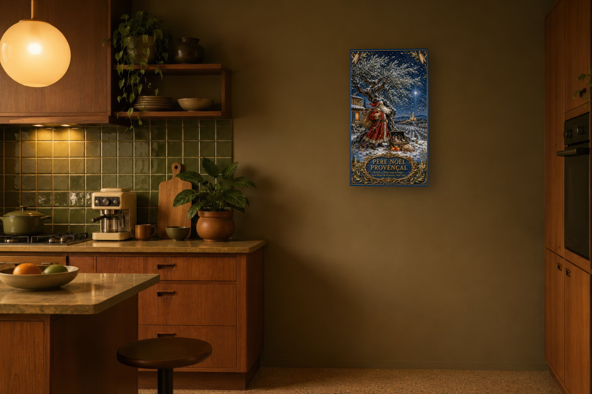 V03-09, Affiche vintage Noël - Père Noël Provençal